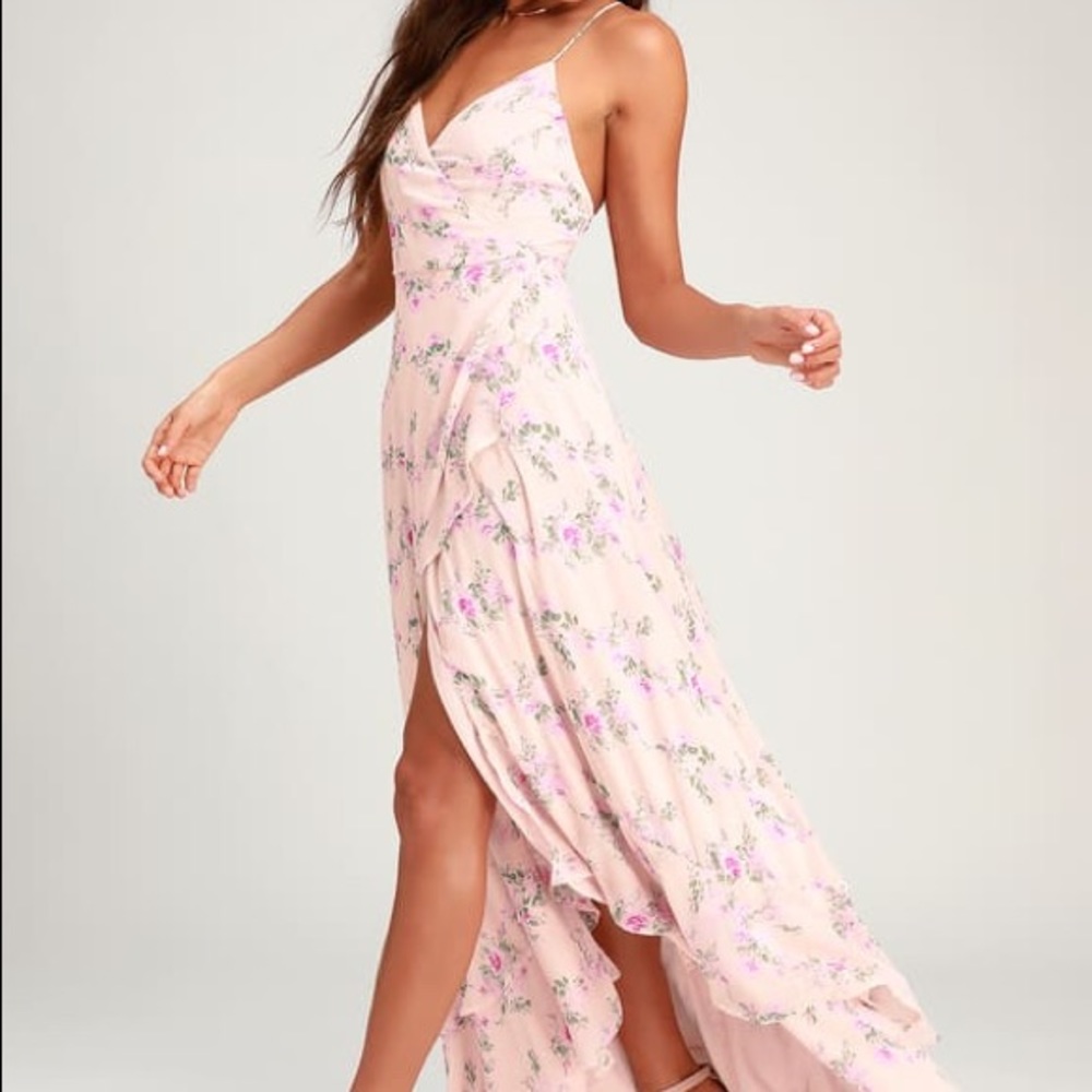 Blush floral maxi dress